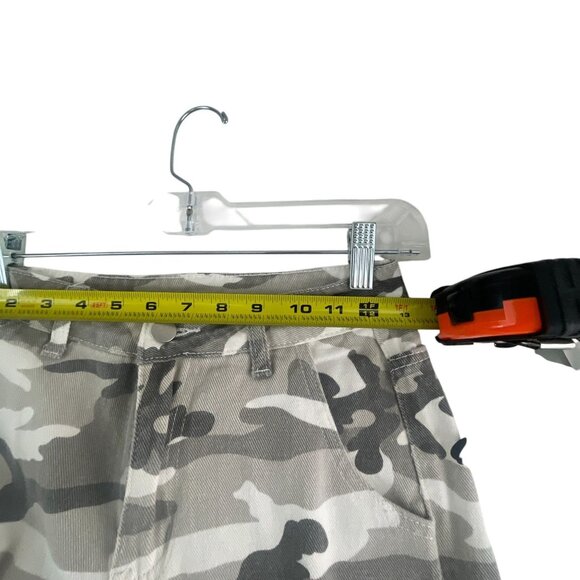 Women's Camo Cargo Pants XS Adjustable Waist Gray White Cotton Blend Streetwear - Picture 10 of 10